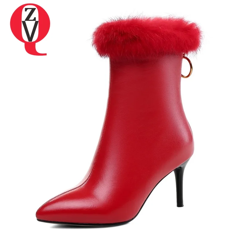 ZVQ woman shoes 33-40 sexy dress party booties women pointed toe genuine leather high heels lady zipper red big size ankle boo
ZVQ woman shoes 33-40 sexy dress party booties women pointed toe genuine leather high heels lady zipper red big size ankle boo