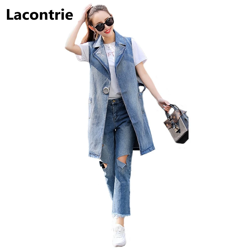 Lacontrie 2017 New Spring Women Casual Denim Vests Waistcoats Female Turn Down Collar Loose Denim Vest Outerwear Plus Size T095
Lacontrie 2017 New Spring Women Casual Denim Vests Waistcoats Female Turn Down Collar Loose Denim Vest Outerwear Plus Size T095