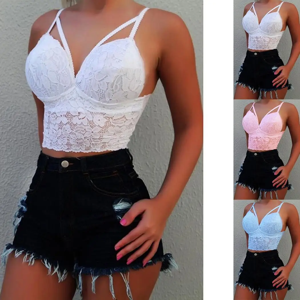 Women Casual Spaghetti Strap Floral Lace Cross Strap Short Summer Slim Vest Sleeveless Top
Women Casual Spaghetti Strap Floral Lace Cross Strap Short Summer Slim Vest Sleeveless Top