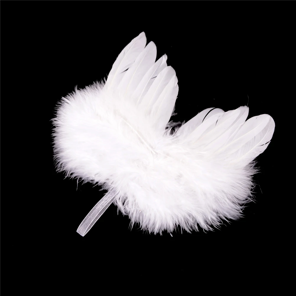 Красивая ангельская головная повязка для девочек кружевной ободок с перьями и