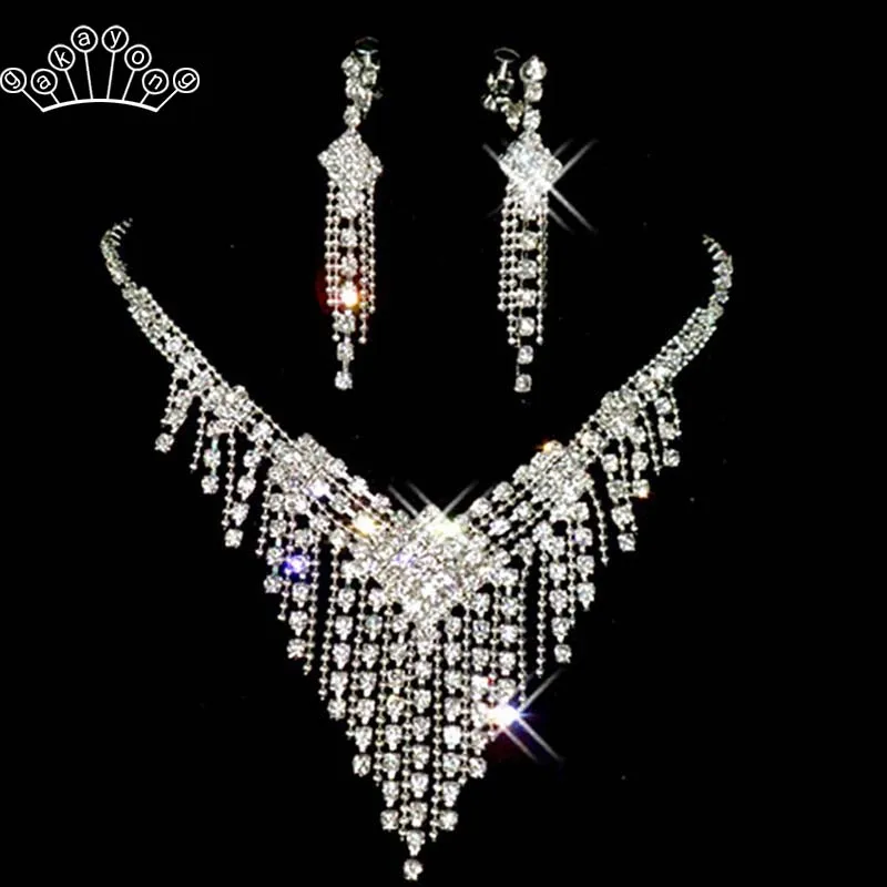 Fashion Tassel Bridal Jewelry Sets for Women Clear Rhinestone Necklace Earrings Sets Party Wedding Jewelry
Fashion Tassel Bridal Jewelry Sets for Women Clear Rhinestone Necklace Earrings Sets Party Wedding Jewelry