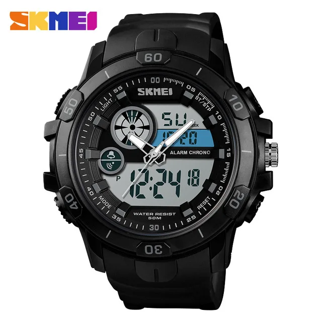SKMEI мужские спортивные часы Dual Time будильник День Дата водостойкие цифровые