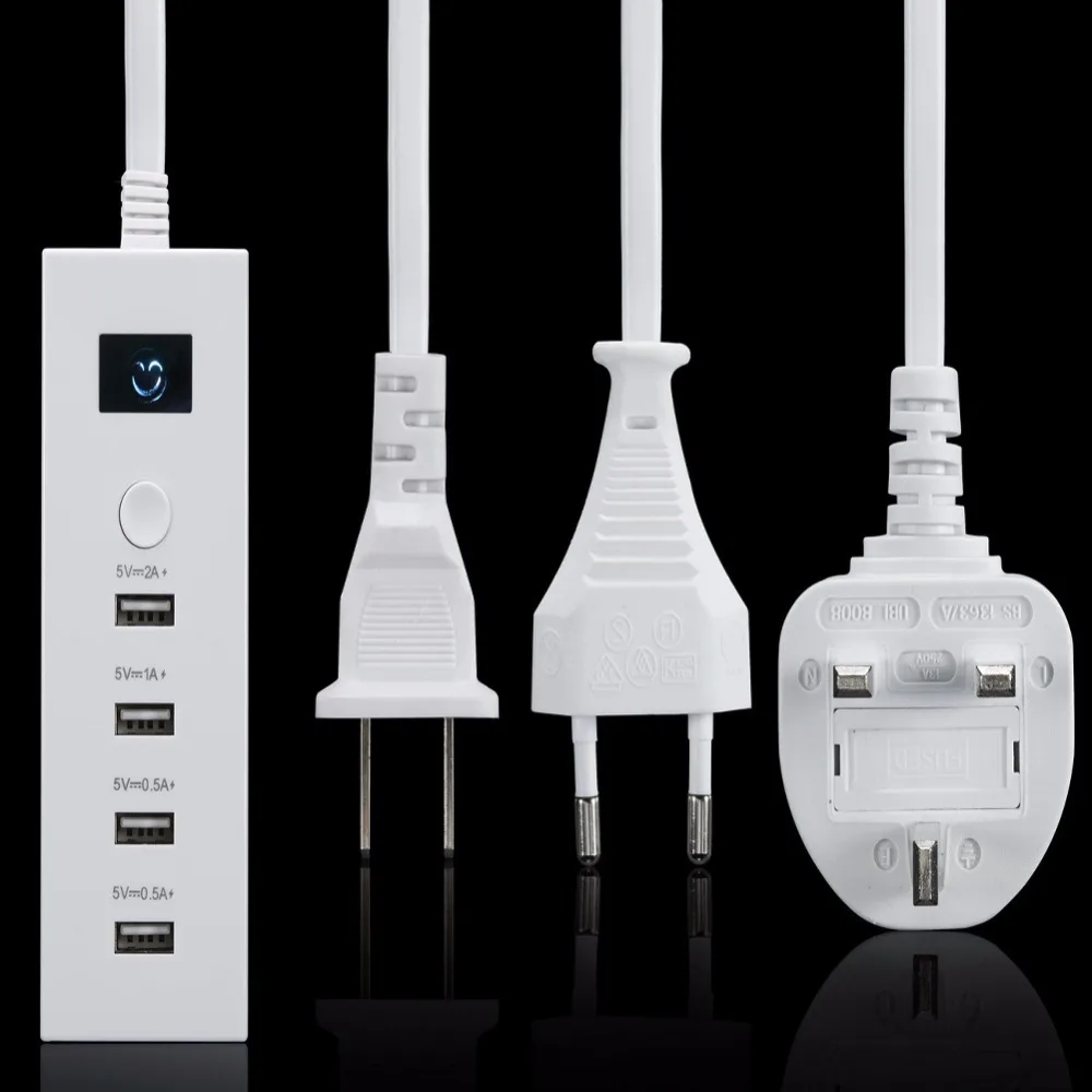 Адаптер питания с 4 USB-портами и вилкой Стандарта ЕС/США/Великобритании USB-порта
