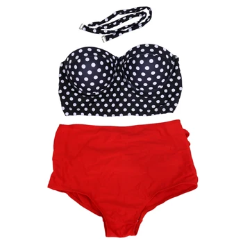 womens Summer Polka Dots print high waisted swimwear retro bikini Top + Bandage Bottom Swimsuit
womens Summer Polka Dots print high waisted swimwear retro bikini Top + Bandage Bottom Swimsuit