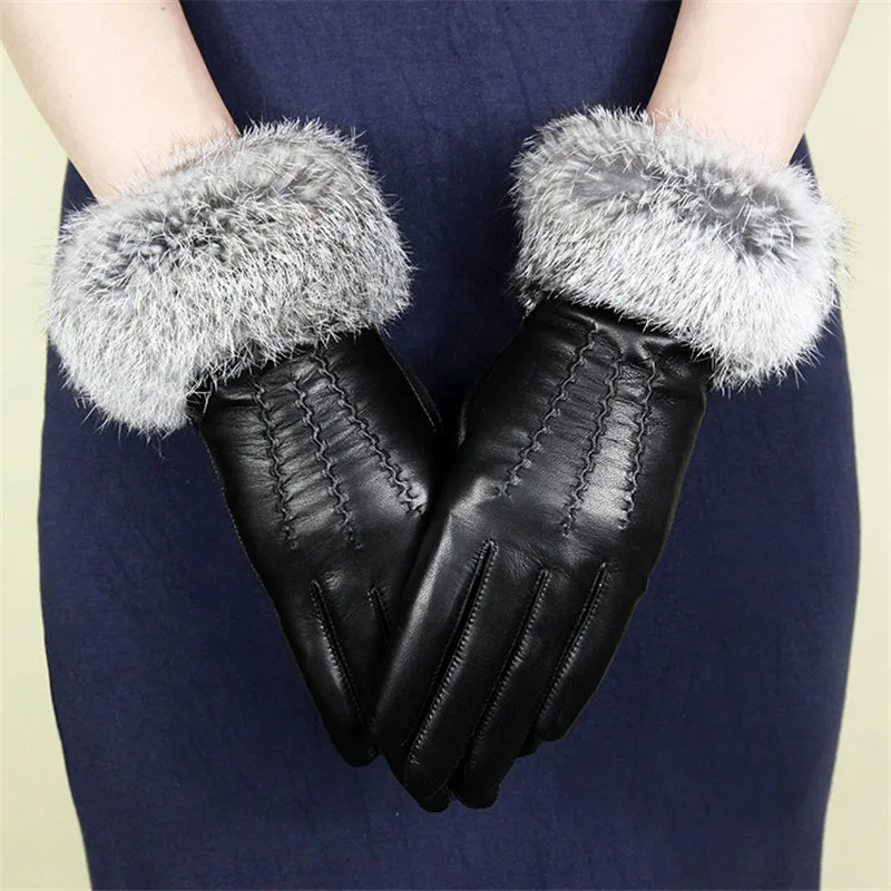 Woman's Sheepskin Gloves Rabbit Hair Wrist Genuine Leather Female Gloves Winter Plus Velvet Thicken Warm Driving WF1605
Woman's Sheepskin Gloves Rabbit Hair Wrist Genuine Leather Female Gloves Winter Plus Velvet Thicken Warm Driving WF1605