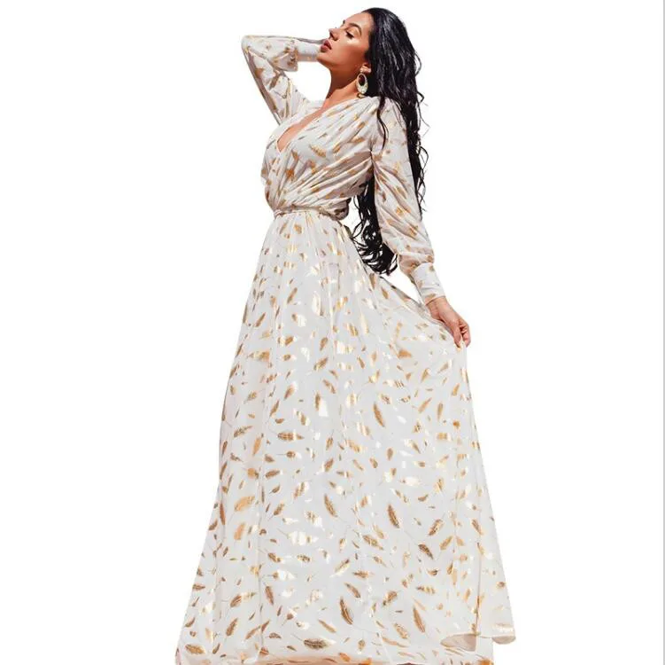 JOYINPARTY Gold feather print long sleeve split robe sexy dress Autumn party women maxi dress 2016 Elegant club dress vestidos
JOYINPARTY Gold feather print long sleeve split robe sexy dress Autumn party women maxi dress 2016 Elegant club dress vestidos