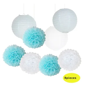 8pcs/set 20cm Fresh White Paper Lantern Handcraft Blue Paper Pom Pom Tissue Flowers for Wedding Birthday Outdoor Party Decor
8pcs/set 20cm Fresh White Paper Lantern Handcraft Blue Paper Pom Pom Tissue Flowers for Wedding Birthday Outdoor Party Decor