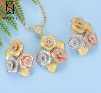 Siscathy Luxury Flower Cubic Zirconia Stud Earings Fashion Jewelry Long Chains Flower Pendant Necklace Earrings Jewelry Set 
Siscathy Luxury Flower Cubic Zirconia Stud Earings Fashion Jewelry Long Chains Flower Pendant Necklace Earrings Jewelry Set