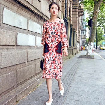 2019spring summer women's chiffon dress diagonal shoulder five-point sleeves loose waist patch printing H-type dress femalele033
2019spring summer women's chiffon dress diagonal shoulder five-point sleeves loose waist patch printing H-type dress femalele033