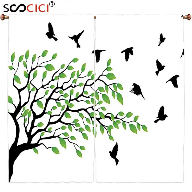Window Curtains Treatments 2 Panels,Flying Birds Decor Spring Tree with Silhouette of Flyind Birds Wind Liberty Peace Design
Window Curtains Treatments 2 Panels,Flying Birds Decor Spring Tree with Silhouette of Flyind Birds Wind Liberty Peace Design