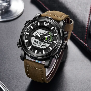 MEGIR Luminous Dual Display Watch Men Sport Quartz LED Watches Leather Band Analog Digital Wrist Watches 30M Waterproof Clock
MEGIR Luminous Dual Display Watch Men Sport Quartz LED Watches Leather Band Analog Digital Wrist Watches 30M Waterproof Clock