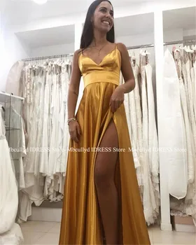 Fascinating Elastic Satin Prom Dresses For Women Sexy Spaghetti Strap Front Split Under 100 Long A Line Evening Dress Party Gown 
Fascinating Elastic Satin Prom Dresses For Women Sexy Spaghetti Strap Front Split Under 100 Long A Line Evening Dress Party Gown