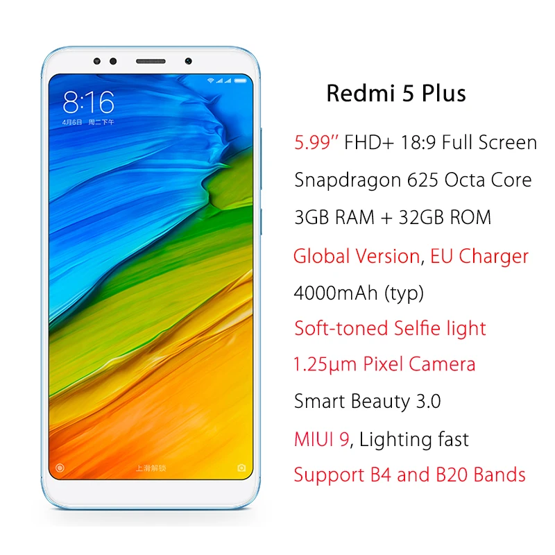 Redmi 5 Plus Датчики