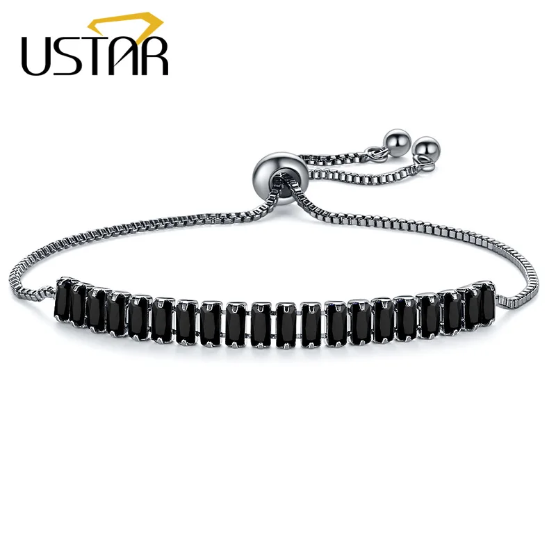 USTAR Black Crystals adjustable Bracelets for women Black Gun color chain Pulseras Mujer Charm Bracelet femme Wedding jewelry
USTAR Black Crystals adjustable Bracelets for women Black Gun color chain Pulseras Mujer Charm Bracelet femme Wedding jewelry
