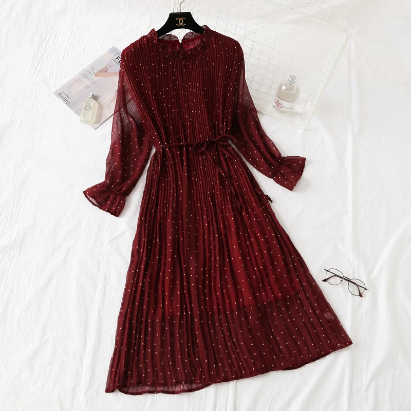 Women Print Pleated Chiffon Dress Spring Summer New Hot Fashion Female Casual Flare Sleeve Lotus leaf neck Basic Dresses
Women Print Pleated Chiffon Dress Spring Summer New Hot Fashion Female Casual Flare Sleeve Lotus leaf neck Basic Dresses
