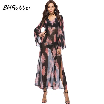 BHflutter 2018 New Arrival Maxi Beach Dress Women Leaves Printing V neck Casual Chiffon Summer Dress See Through Sexy Dresses
BHflutter 2018 New Arrival Maxi Beach Dress Women Leaves Printing V neck Casual Chiffon Summer Dress See Through Sexy Dresses