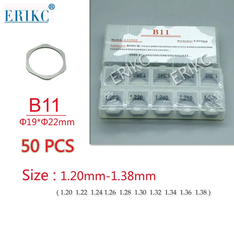 

ERIKC B11 Common Rail injector shims and gasket kit, fuel injector adjustment standard sealing washer size 1.20--1.38mm