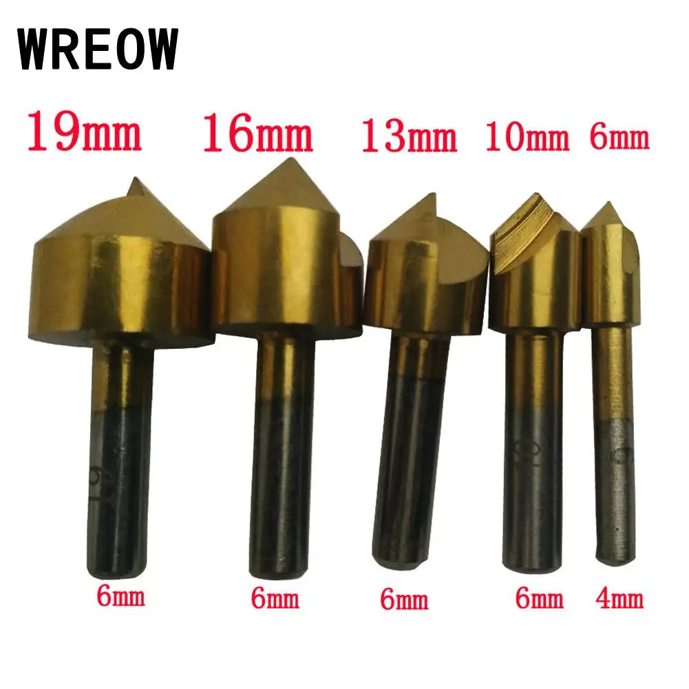 5Pcs Metric 6mm-19mm Single Flute 90 Degree Edge Chamfer Cutter Chamfering Drilling End Mill Drill Set Countersink Drill Bit
5Pcs Metric 6mm-19mm Single Flute 90 Degree Edge Chamfer Cutter Chamfering Drilling End Mill Drill Set Countersink Drill Bit