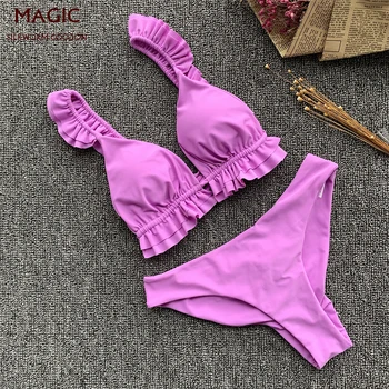Purple bikini brazilian Women Swimsuit Ruffle Shoulder Bikini Set Low Waist Bandage Swimwear Swimming Suit Bathing Suit New
Purple bikini brazilian Women Swimsuit Ruffle Shoulder Bikini Set Low Waist Bandage Swimwear Swimming Suit Bathing Suit New