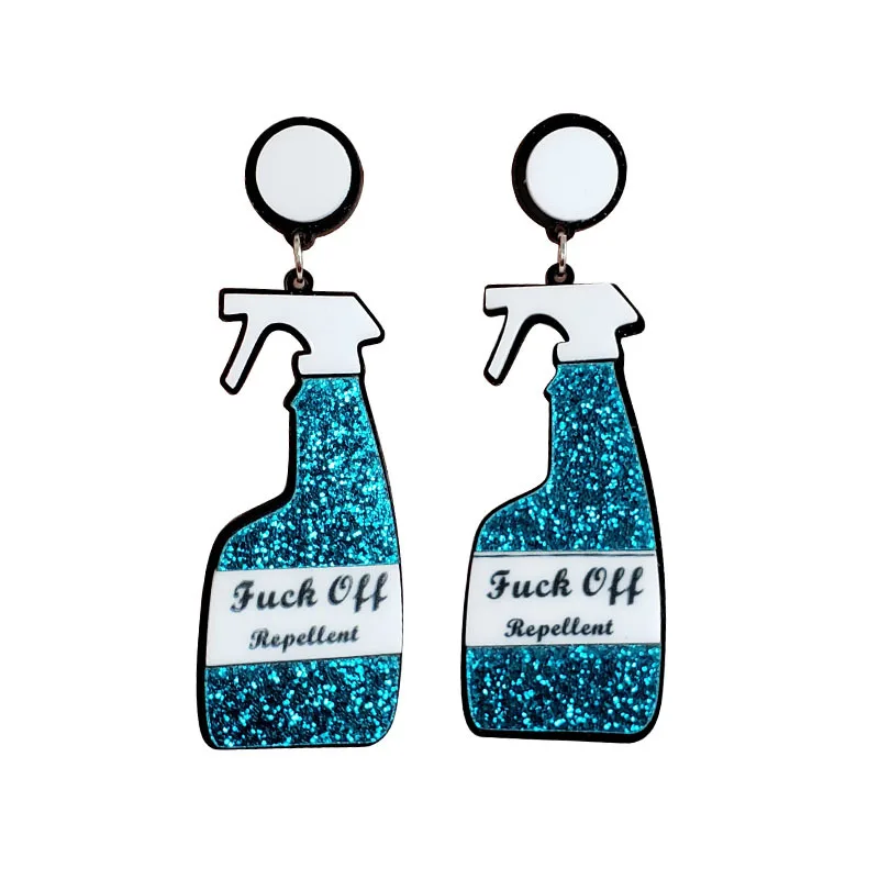 Funny 4 Colors Glittery Repellent Spray Bottle Earrings For Women Hiphop/Rock Acrylic Drop Earring 2019 New Jewelry
Funny 4 Colors Glittery Repellent Spray Bottle Earrings For Women Hiphop/Rock Acrylic Drop Earring 2019 New Jewelry