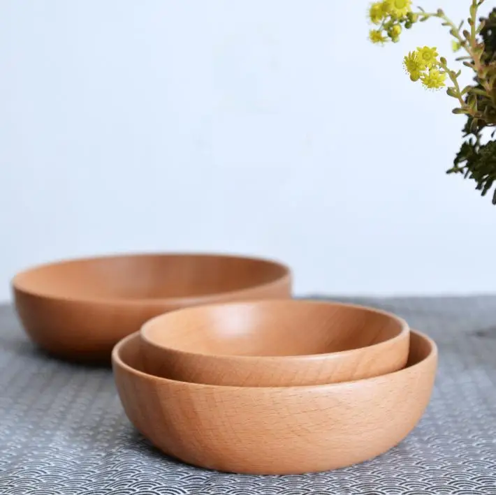Natural beech Japanese salad home wooden fruit bowl large creative bowl childrens household tableware set
Natural beech Japanese salad home wooden fruit bowl large creative bowl childrens household tableware set