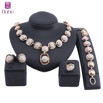 Fashion Women Gold Color AB Crystal Africa Dubai Wedding Party Necklace Earring Bracelet Ring Jewelry Set
Fashion Women Gold Color AB Crystal Africa Dubai Wedding Party Necklace Earring Bracelet Ring Jewelry Set