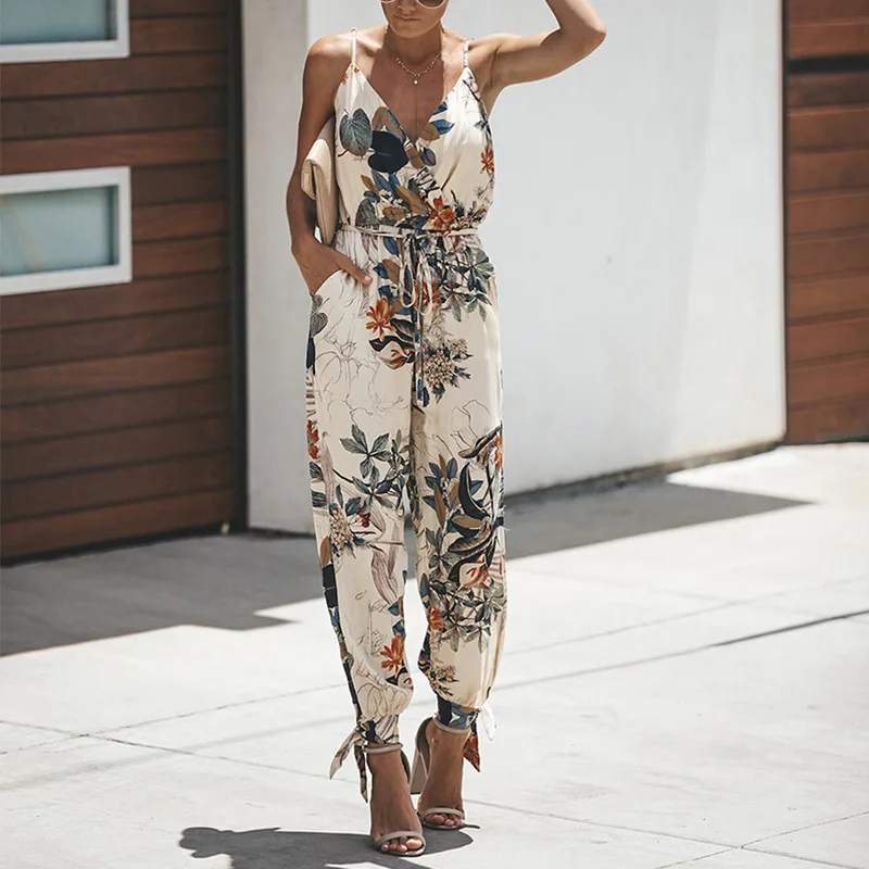 Sexy V-Neck Floral Print Sleeveless Womens Jumpsuits Bohe Belt Black Female Long Bodysuit 2019 Summer Streetwear Playsuit Ladies
Sexy V-Neck Floral Print Sleeveless Womens Jumpsuits Bohe Belt Black Female Long Bodysuit 2019 Summer Streetwear Playsuit Ladies