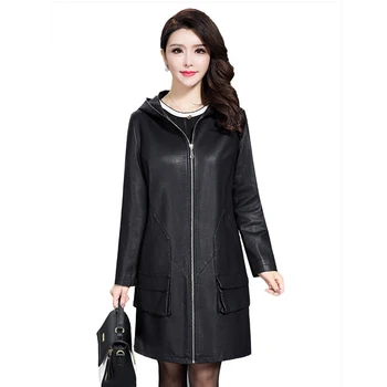 Jaqueta De Couro Feminino Rushed Plus Size Long Leather Jackets Women Spring Autumn Trench Coat High Quality Hooded Coats
Jaqueta De Couro Feminino Rushed Plus Size Long Leather Jackets Women Spring Autumn Trench Coat High Quality Hooded Coats