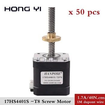 50pcs 3D printer stepper motor 17HS4401S-T8 Copper nut lead 2/4/8mm 1.7A 40mm Nema17 Screw stepper motor for Linear motion
50pcs 3D printer stepper motor 17HS4401S-T8 Copper nut lead 2/4/8mm 1.7A 40mm Nema17 Screw stepper motor for Linear motion