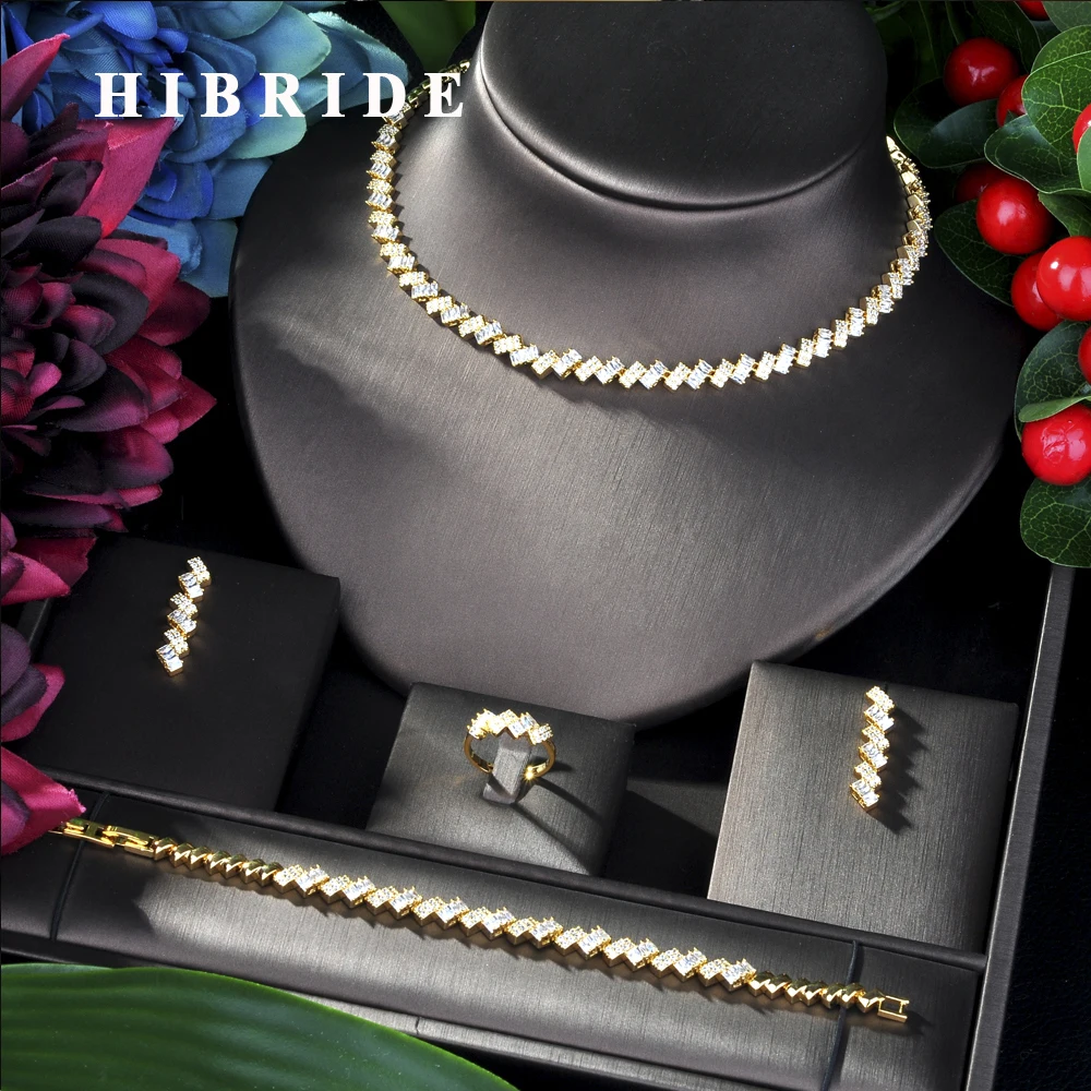 HIBRIDE Sparking AAA CZ African Necklace Earring Set Jewelry Set for Women Wedding Accessories Dubai Bridal Jewelry Set N-41
HIBRIDE Sparking AAA CZ African Necklace Earring Set Jewelry Set for Women Wedding Accessories Dubai Bridal Jewelry Set N-41