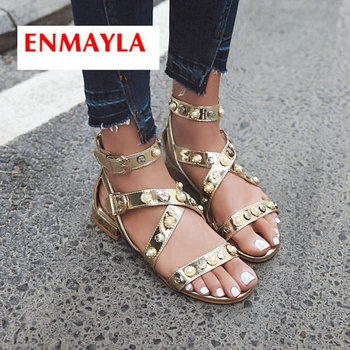 ENMAYLA 2019 New Arrival PU Gladiator Low Heel Sandals Casual Buckle Strap Solid Gold Sliver Women Shoes Size 34-43 LY2199
ENMAYLA 2019 New Arrival PU Gladiator Low Heel Sandals Casual Buckle Strap Solid Gold Sliver Women Shoes Size 34-43 LY2199