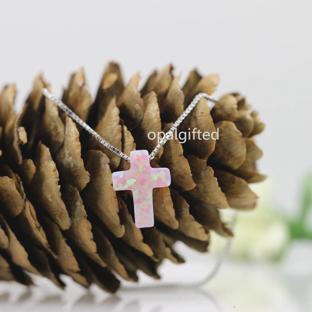 In Stock Cross Necklace!!! 9*12mm Pink Synthetic Opal cross gems Stone pendant with S925 Silver Necklace for Gift and presents
In Stock Cross Necklace!!! 9*12mm Pink Synthetic Opal cross gems Stone pendant with S925 Silver Necklace for Gift and presents