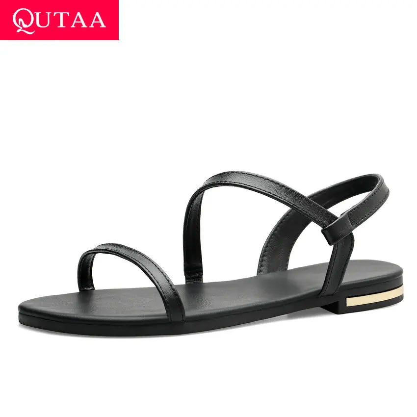 QUTAA 2019 Women Sandals Genuine Leather Black Round Open-toed Flat Sandals Slip on Soft-soled Anti-skid Ladies Shoes Size 34-43
QUTAA 2019 Women Sandals Genuine Leather Black Round Open-toed Flat Sandals Slip on Soft-soled Anti-skid Ladies Shoes Size 34-43