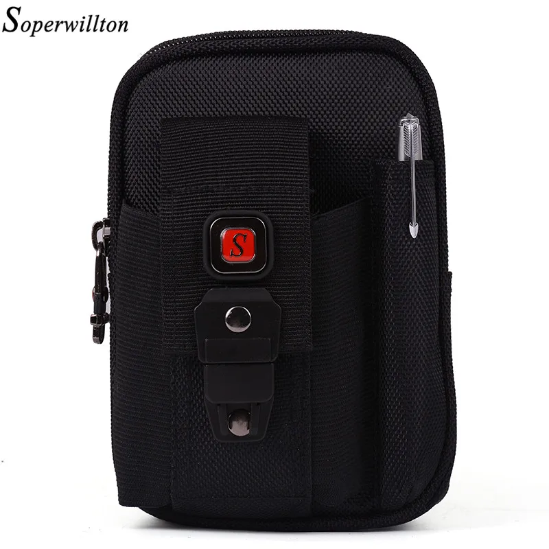 

Soperwillton Dropshipping Men Belt Bag Waist Packs Oxford 1680D Waist Bag Mobile Phone Bag Fanny Pack Pen Hold Wholesale #J100