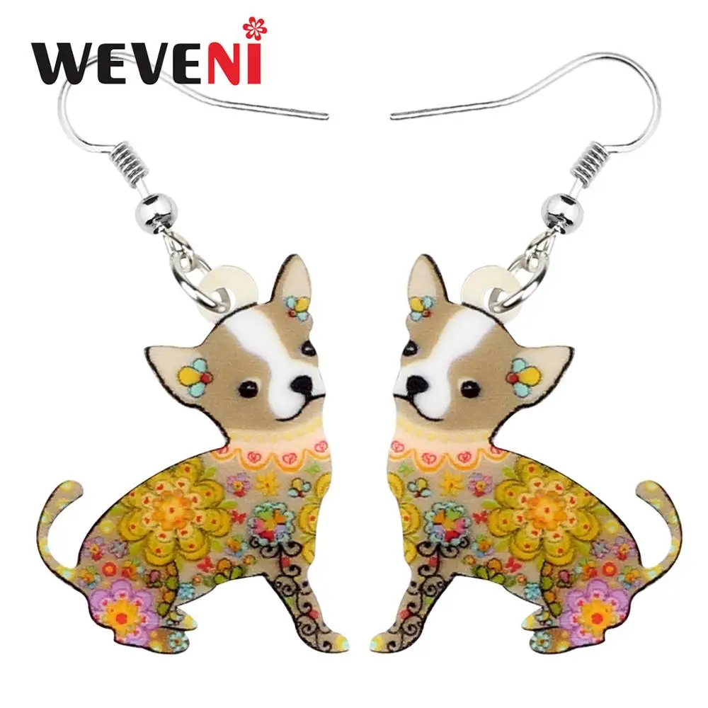 WEVENI Acrylic Cute Yellow Chihuahua Flower Dog Earrings Big Long Dangle Drop Fashion Jewelry for Women Girls Teens Gift
WEVENI Acrylic Cute Yellow Chihuahua Flower Dog Earrings Big Long Dangle Drop Fashion Jewelry for Women Girls Teens Gift