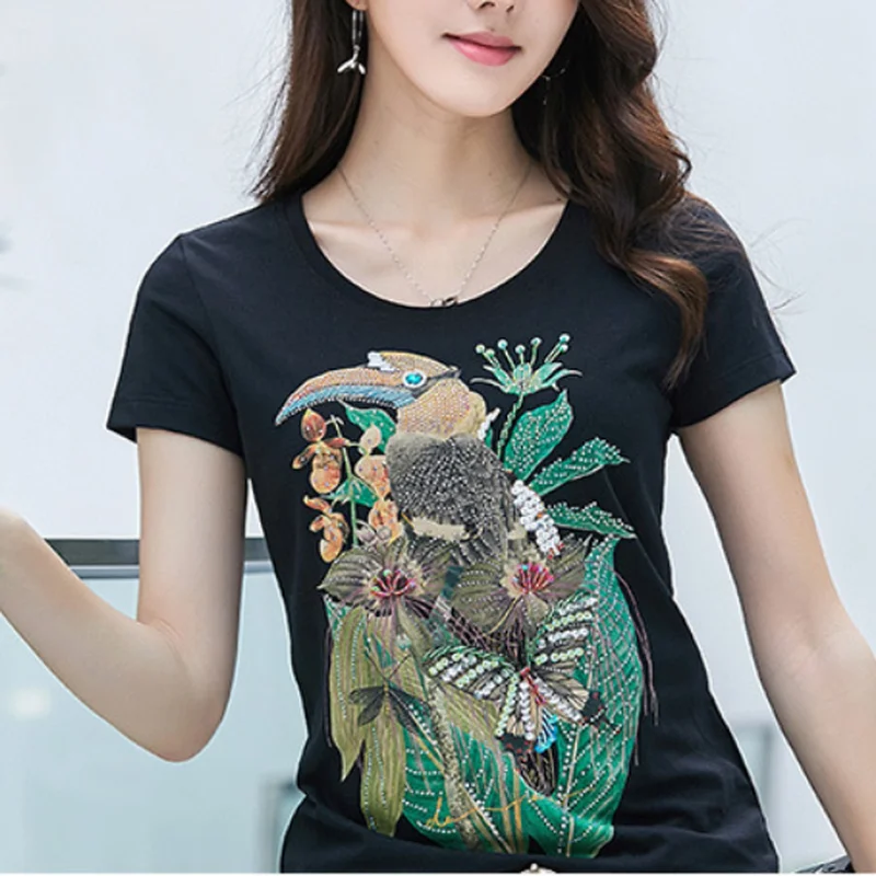 T-shirts female Rhinestone Hand Bead Diamond summer fashion tops women's diamond tshirt tees Poleras De Mujer Moda 2019 t shirt
T-shirts female Rhinestone Hand Bead Diamond summer fashion tops women's diamond tshirt tees Poleras De Mujer Moda 2019 t shirt