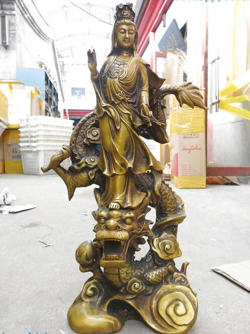 004841 26" China bronze gild carved buddhism Kwan-yin buddha on dragon sculpture Statue
004841 26" China bronze gild carved buddhism Kwan-yin buddha on dragon sculpture Statue