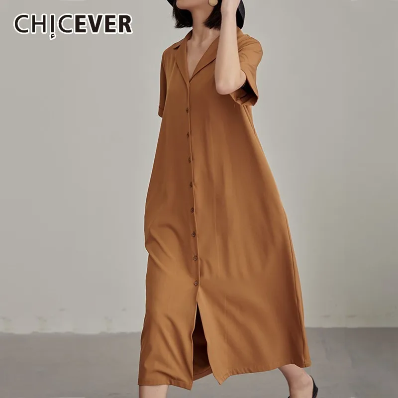 CHICEVER Casual Solid Women Dress V Neck Short Sleeve Button Loose Slim Knee Length Female Straight Dresses 2019 Korean New
CHICEVER Casual Solid Women Dress V Neck Short Sleeve Button Loose Slim Knee Length Female Straight Dresses 2019 Korean New