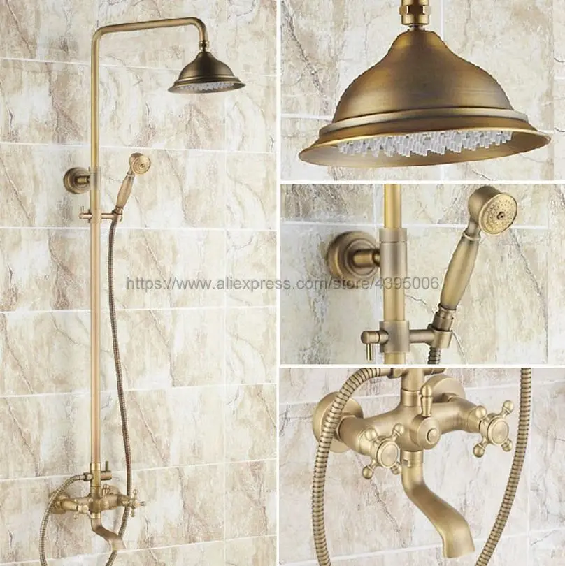 Antique Brass Shower Faucet Set Wall Mounted Bathtub Mixer Tap Rain Shower Faucet Hand Shower Brs123
Antique Brass Shower Faucet Set Wall Mounted Bathtub Mixer Tap Rain Shower Faucet Hand Shower Brs123