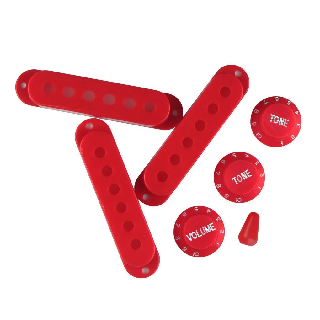 NEW Set of Red 3*52mm Guitar Pickup Covers 2T1V Knobs 5 Way Switch Tip Plastic for FD Strat Style Guitar Parts
NEW Set of Red 3*52mm Guitar Pickup Covers 2T1V Knobs 5 Way Switch Tip Plastic for FD Strat Style Guitar Parts
