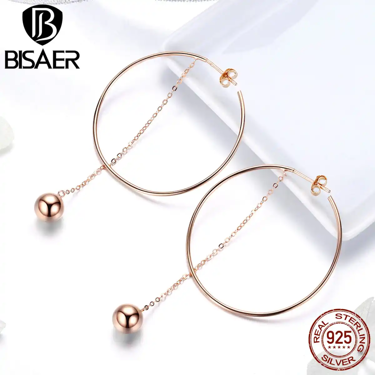 bisaer long chain earrings 925 sterling silver freshwater pearl