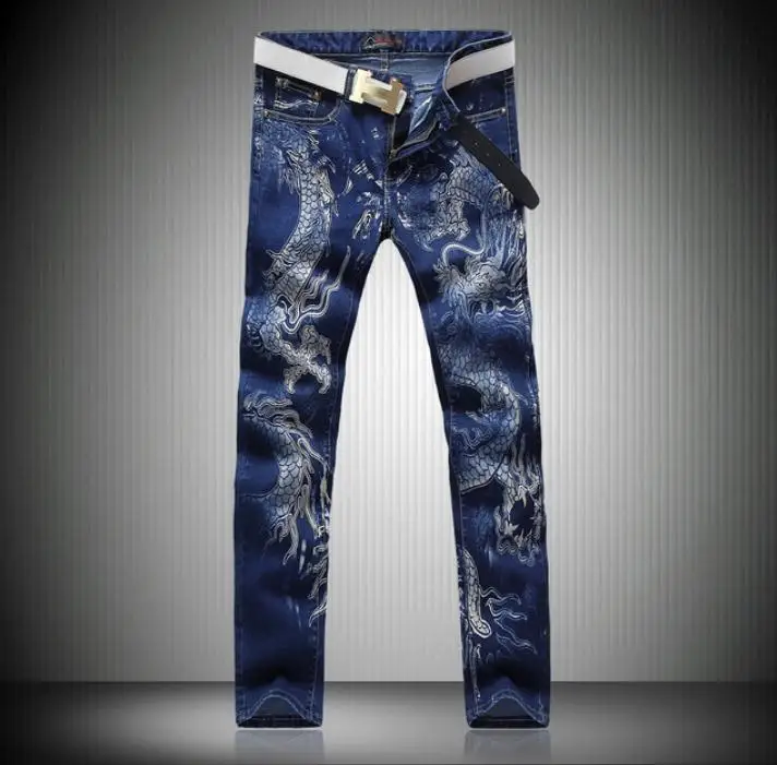 Newest Mens Summer Autumn Dragon Print Jeans Fashion Full Length Male Denim Pants Calça Masculina Slim Fit Denim Pants J2975
Newest Mens Summer Autumn Dragon Print Jeans Fashion Full Length Male Denim Pants Calça Masculina Slim Fit Denim Pants J2975