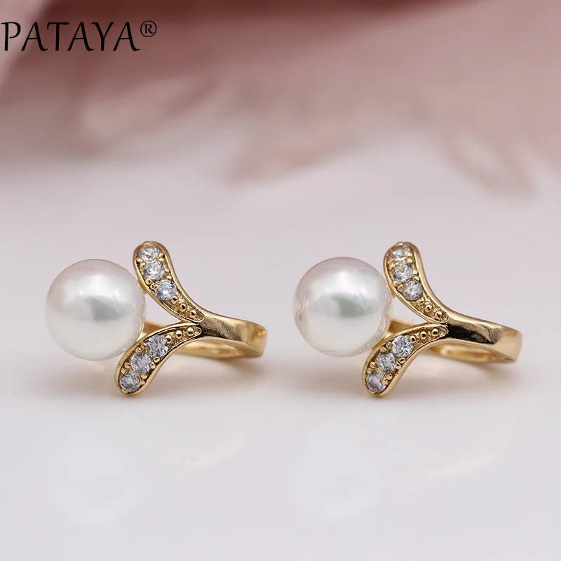 PATAYA New 585 Rose Gold Micro-wax Inlay Natural Zircon Sea Shell Pearls Dangle Earrings Women Party Flower Shape Fine Jewelry
PATAYA New 585 Rose Gold Micro-wax Inlay Natural Zircon Sea Shell Pearls Dangle Earrings Women Party Flower Shape Fine Jewelry