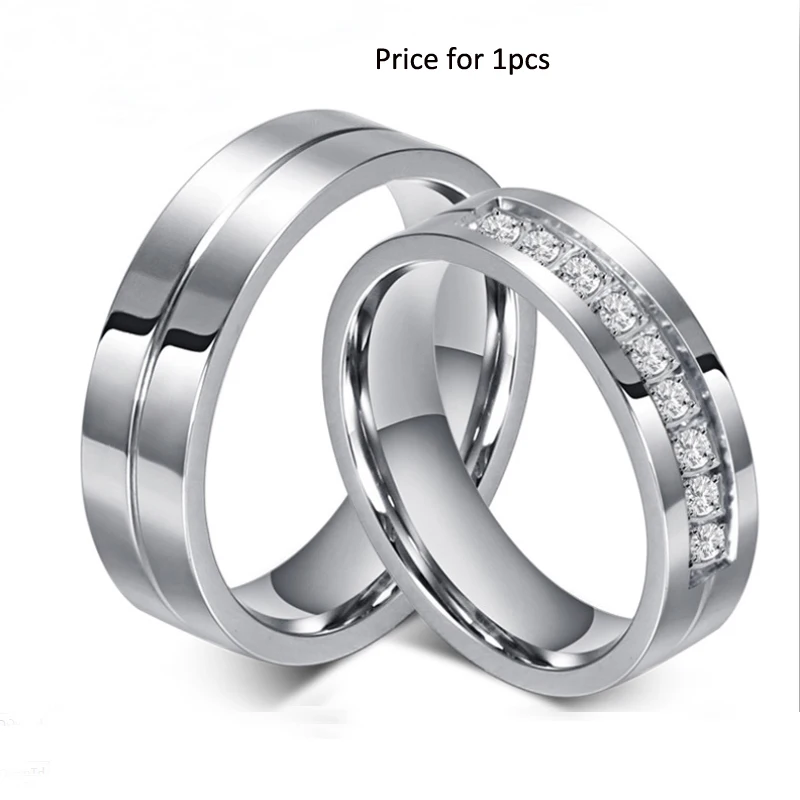 Image New CZ wedding rings for women men platinum plated couple engagement ring jewelry