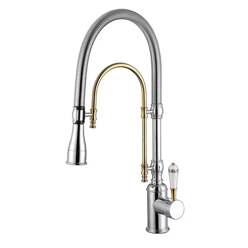Kitchen Faucets Gold Brass Faucets for Kitchen Sink Single Lever Pull Out Spring Spout Mixers Tap Hot Cold Water Crane
Kitchen Faucets Gold Brass Faucets for Kitchen Sink Single Lever Pull Out Spring Spout Mixers Tap Hot Cold Water Crane