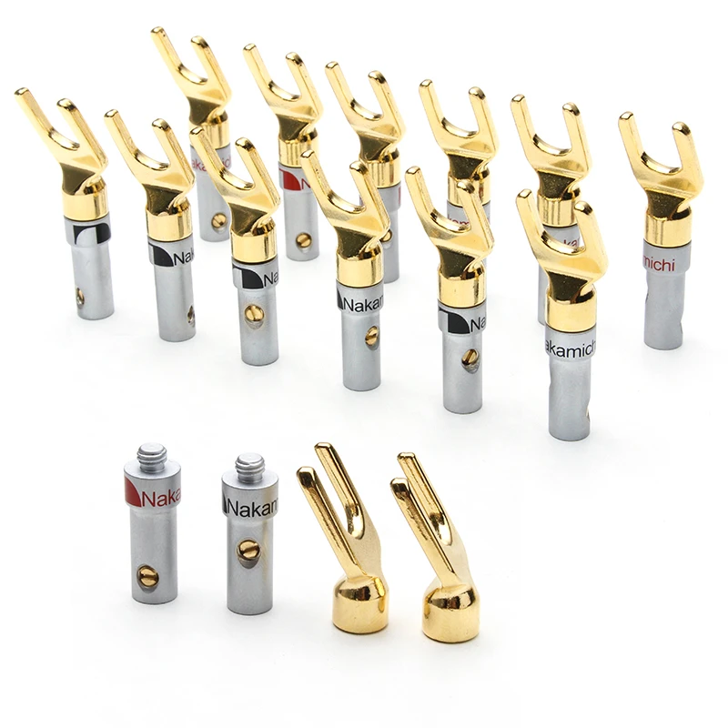 12PCS/lot Speaker Banana Plug Nakamichi Y/U Type Silver Gold Plated Copper Fork Male Plugs Adapter Spade Cable Wire Connectors
12PCS/lot Speaker Banana Plug Nakamichi Y/U Type Silver Gold Plated Copper Fork Male Plugs Adapter Spade Cable Wire Connectors