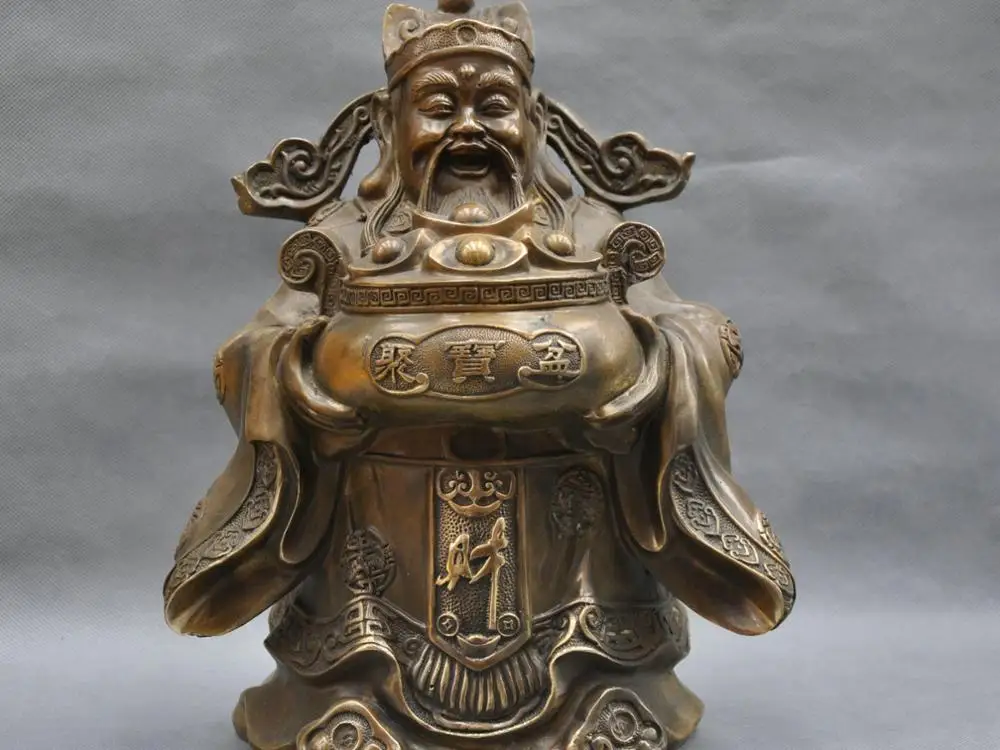 12'' China Folk Pure Bronze Wealth God Mammon Hold Treasure Bowl Statue
12'' China Folk Pure Bronze Wealth God Mammon Hold Treasure Bowl Statue