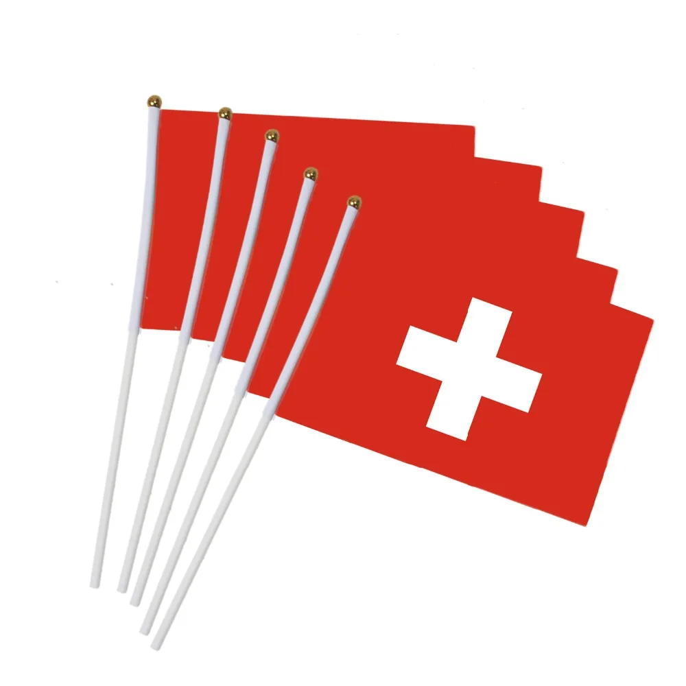 14x21cm 5pcs Swiss flag hand waving flags with Plastic Flagpoles NN019
14x21cm 5pcs Swiss flag hand waving flags with Plastic Flagpoles NN019