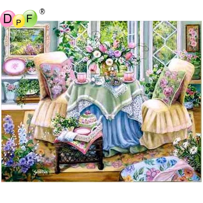 Фото DPF DIY On a rainy day 5D wall painting diamond embroidery home decor mosaic kit square cross stitch | Дом и сад