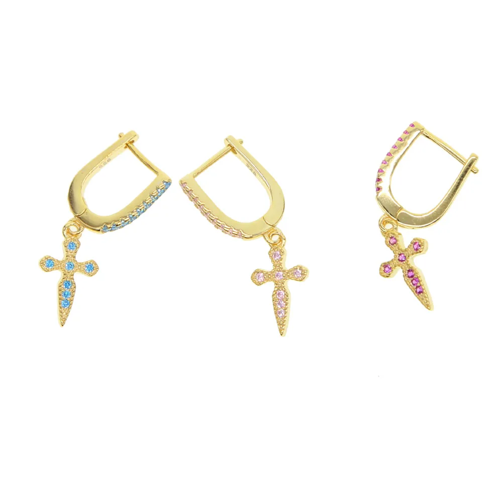 Hot sale Fashion Jewelry Geometry Colorful cz Cross Earrings Women's Tassel 925 sterling silver anti allergy Metal cute Gift
Hot sale Fashion Jewelry Geometry Colorful cz Cross Earrings Women's Tassel 925 sterling silver anti allergy Metal cute Gift